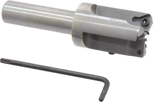 Everede Tool - 1 Inch Diameter, Interchangeable Pilot, Straight 1/2 Inch Shank Diameter, 3 Insert, Indexable Counterbore - 3.2 Inch Overall Length, TPGH 215 Insert, 3/16 Inch Pilot Hole Diameter Compatibility - Apex Tool & Supply