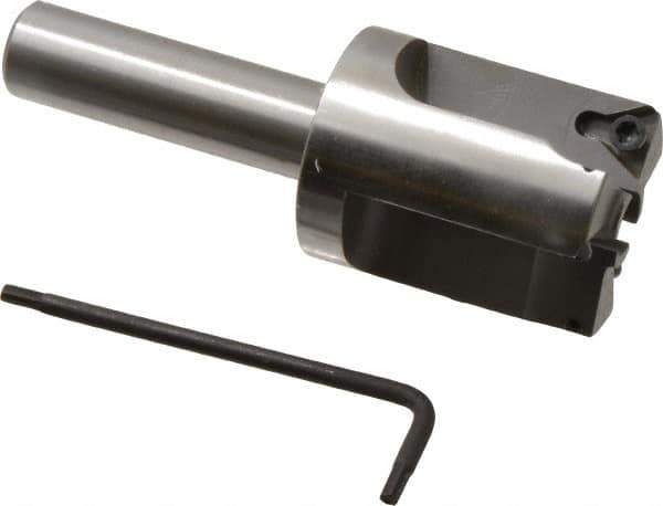 Everede Tool - 1-1/4 Inch Diameter, Interchangeable Pilot, Straight 1/2 Inch Shank Diameter, 3 Insert, Indexable Counterbore - 3.2 Inch Overall Length, TPGH 215 Insert, 5/16 Inch Pilot Hole Diameter Compatibility - Apex Tool & Supply