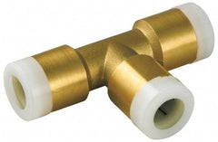 Watts - 3/4 x 3/4 x 1/2" Outside Diam, Brass Push-to-Connect Tube Union Tee - 80 Max psi, Tube to Tube Connection, Buna O-Ring, Lead-Free - Apex Tool & Supply