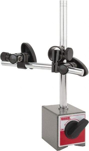 SPI - 175 Lb Magnetic Force, Fine Adjustment Indicator Positioner & Holder with Base - Post & Rod, Rectangular Base, 2-1/8" Base Height, 2-1/4" Base Length, 2" Base Width - Apex Tool & Supply