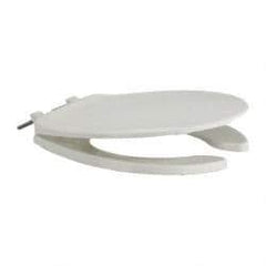 Made in USA - Polypropylene, Regular, Open Front with Cover and with Self Sustaining Feature, Toilet Seat - Residential, Commercial Installation, White - Apex Tool & Supply