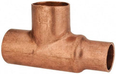 Mueller Industries - 3/4 x 1/2 x 3/4" Wrot Copper Pipe Tee - C x C x C, Solder Joint - Apex Tool & Supply