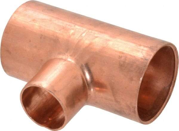 Mueller Industries - 1-1/4 x 1-1/4 x 3/4" Wrot Copper Pipe Tee - C x C x C, Solder Joint - Apex Tool & Supply