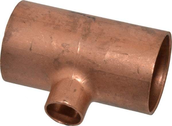 Mueller Industries - 1-1/4 x 1-1/4 x 1/2" Wrot Copper Pipe Tee - C x C x C, Solder Joint - Apex Tool & Supply