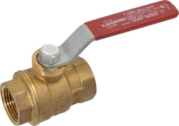 Legend Valve - 3/4" Pipe, Full Port, Brass Standard Ball Valve - Inline - One Way Flow, FNPT x FNPT Ends, Lever Handle, 600 WOG, 150 WSP - Apex Tool & Supply