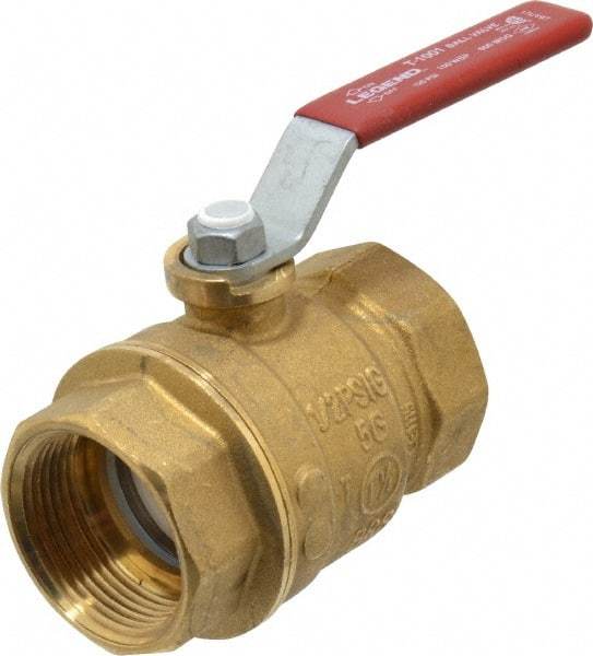 Legend Valve - 1-1/4" Pipe, Full Port, Brass Standard Ball Valve - Inline - One Way Flow, FNPT x FNPT Ends, Lever Handle, 600 WOG, 150 WSP - Apex Tool & Supply