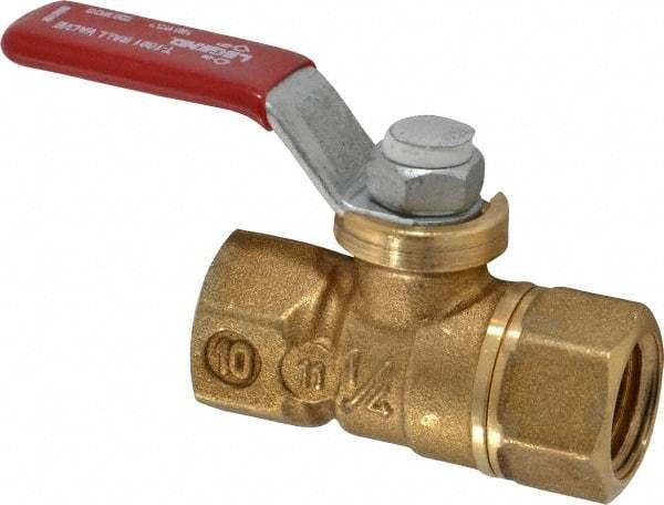 Legend Valve - 1/4" Pipe, Full Port, Brass Standard Ball Valve - Inline - One Way Flow, FNPT x FNPT Ends, Lever Handle, 600 WOG, 150 WSP - Apex Tool & Supply