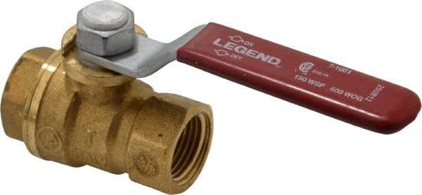 Legend Valve - 3/8" Pipe, Full Port, Brass Standard Ball Valve - Inline - One Way Flow, FNPT x FNPT Ends, Lever Handle, 600 WOG, 150 WSP - Apex Tool & Supply