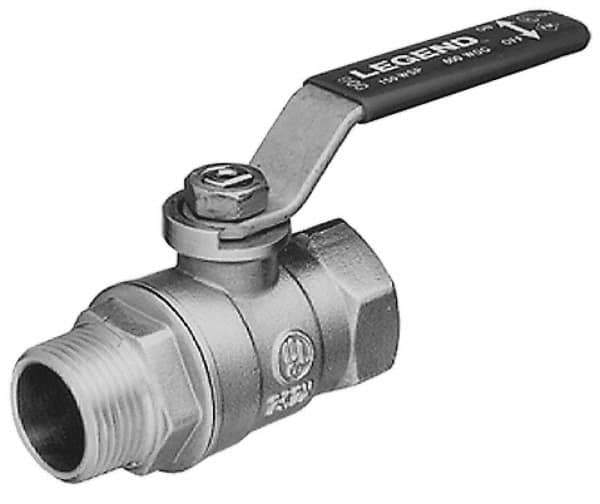 Legend Valve - 1/2" Pipe, Large Port, Brass Standard Ball Valve - Inline - One Way Flow, MNPT x FNPT Ends, Lever Handle, 600 WOG, 150 WSP - Apex Tool & Supply