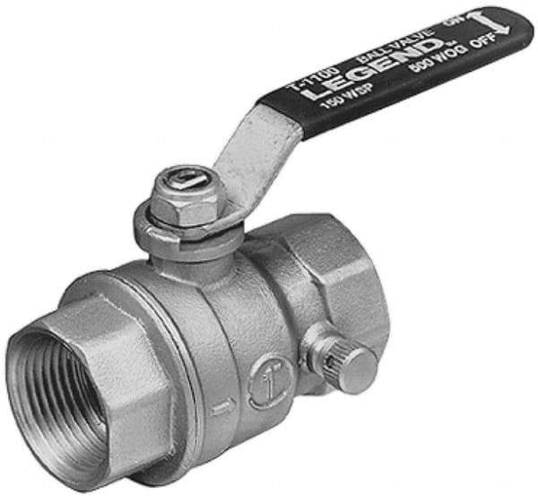 Legend Valve - 3/4" Pipe, Full Port, Brass Standard Ball Valve - Inline - One Way Flow, FNPT x FNPT Ends, Lever Handle, 500 WOG - Apex Tool & Supply
