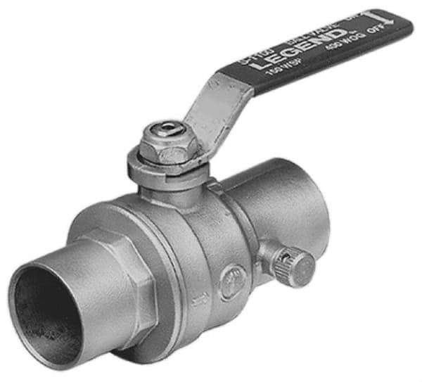 Legend Valve - 3/4" Pipe, Full Port, Brass Standard Ball Valve - Inline - One Way Flow, Soldered x Soldered Ends, Lever Handle, 500 WOG - Apex Tool & Supply