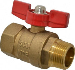 Midwest Control - 3/4" Pipe, Brass Miniature Ball Valve - Inline - One Way Flow, MNPT x FNPT Ends, Tee Handle, 600 WOG, 150 WSP - Apex Tool & Supply