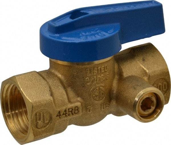 Legend Valve - 1/2" Pipe, Brass, Straight with Side Tap, Gas Ball Valve - 175 psi WOG Rating, Wedge Handle, FNPT x FNPT End Connections, 1 Piece - Apex Tool & Supply