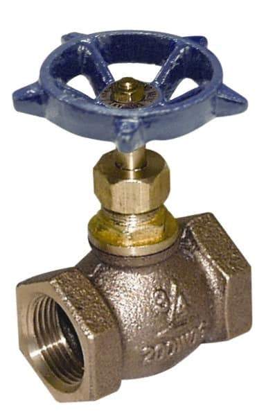 Legend Valve - 1-1/2" Pipe, FNPT Ends, Lead Free Brass Rising Stem Globe Valve - Lead Free Brass Disc, Threaded Bonnet, 200 psi WOG, 125 psi WSP, Class 125 - Apex Tool & Supply