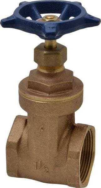 Legend Valve - 1-1/2" Pipe, Threaded Bronze Solid Wedge Stem Gate Valve - 200 WOG, 125 WSP, Screw-In Bonnet - Apex Tool & Supply