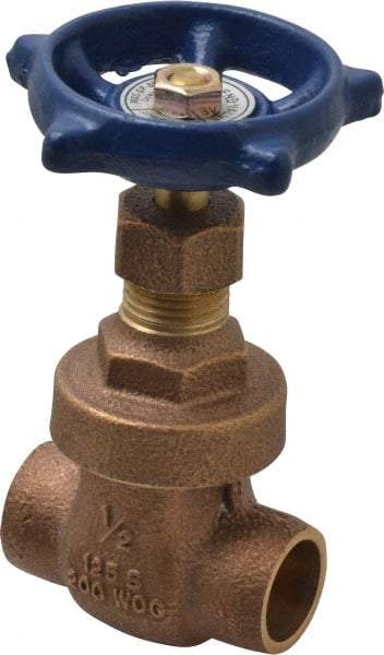 Legend Valve - 1/2" Pipe, Soldered Bronze Solid Wedge Stem Gate Valve - 200 WOG, 125 WSP, Screw Over Bonnet - Apex Tool & Supply