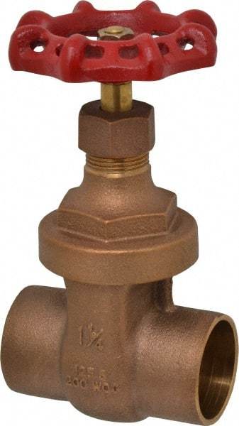 Legend Valve - 1-1/4" Pipe, Soldered Bronze Solid Wedge Stem Gate Valve - 200 WOG, 125 WSP, Screw Over Bonnet - Apex Tool & Supply