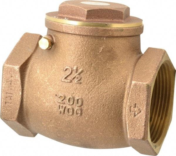 Legend Valve - 2-1/2" Brass Check Valve - Inline, FNPT x FNPT, 200 WOG - Apex Tool & Supply