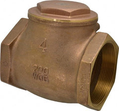 Legend Valve - 4" Brass Check Valve - Inline, FNPT x FNPT, 200 WOG - Apex Tool & Supply