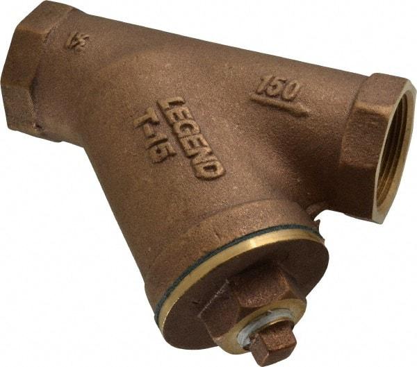 Legend Valve - 1-1/2" Pipe, FNPT Ends, Bronze Y-Strainer - 300 psi WOG Rating, 150 psi WSP Rating - Apex Tool & Supply