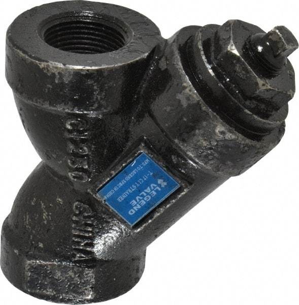 Legend Valve - 1" Pipe, FNPT Ends, Cast Iron Y-Strainer - 500 psi WOG Rating, 250 psi WSP Rating - Apex Tool & Supply