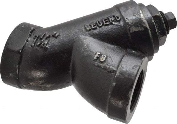 Legend Valve - 1-1/4" Pipe, FNPT Ends, Cast Iron Y-Strainer - 500 psi WOG Rating, 250 psi WSP Rating - Apex Tool & Supply
