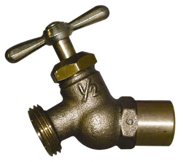 Legend Valve - 1/2" Pipe, 125 psi WOG Rating, Lead Free Brass Hose Bibb, Stop Valve - Tee Handle, MSWT x GHT End Connections - Apex Tool & Supply