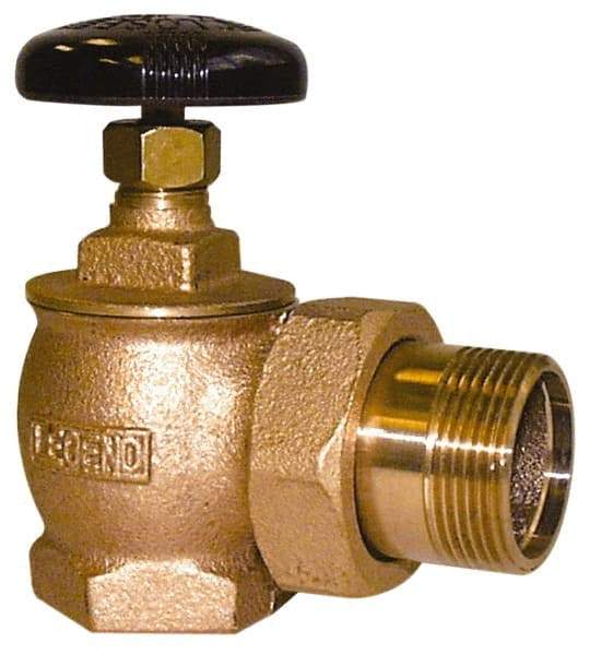 Legend Valve - 2" Pipe, 60 psi WOG Rating, FNPT x Male Union End Connections, Handwheel Steam Angle Radiator Valve - 15 psi Steam Pressure Rating, Bronze - Apex Tool & Supply