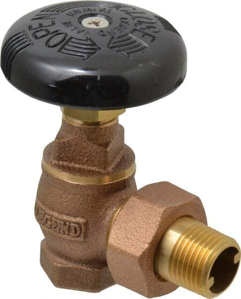 Legend Valve - 1/2" Pipe, 60 psi WOG Rating, FNPT x Male Union End Connections, Handwheel Steam Angle Radiator Valve - 15 psi Steam Pressure Rating, Bronze - Apex Tool & Supply