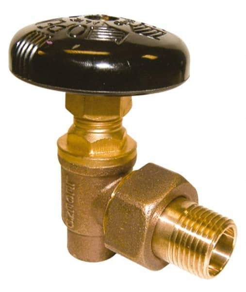 Legend Valve - 3/4" Pipe, 60 psi WOG Rating, Soldered x Male Union End Connections, Handwheel Hot Water Angle Radiator Valve - 125 psi Steam Pressure Rating, Bronze - Apex Tool & Supply