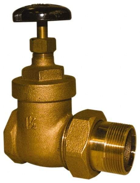 Legend Valve - 1-1/2" Pipe, 200 psi WOG Rating, FNPT x Male Union End Connections, Handwheel Steam Gate Radiator Valve - 125 psi Steam Pressure Rating, Bronze - Apex Tool & Supply