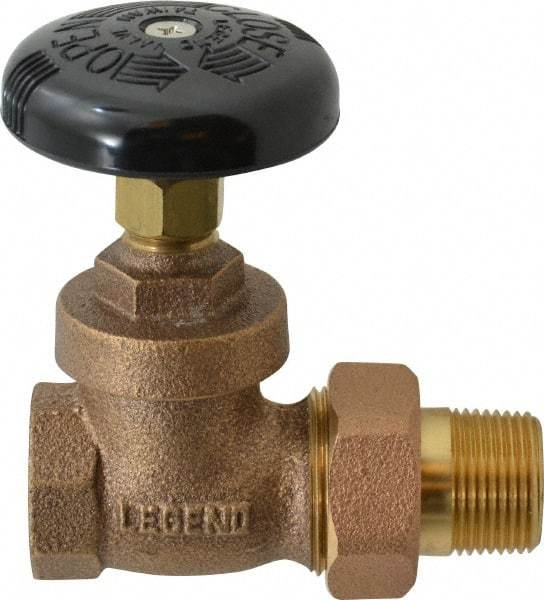 Legend Valve - 3/4" Pipe, 200 psi WOG Rating, FNPT x Male Union End Connections, Handwheel Steam Gate Radiator Valve - 125 psi Steam Pressure Rating, Bronze - Apex Tool & Supply