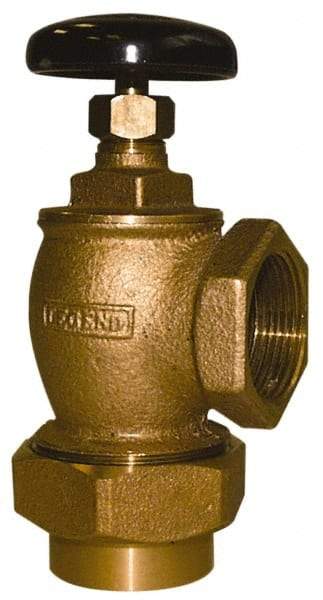 Legend Valve - 1" Pipe, 60 psi WOG Rating, Female Union x FNPT End Connections, Handwheel Convector Steam Angle Radiator Valve - 15 psi Steam Pressure Rating, Bronze - Apex Tool & Supply