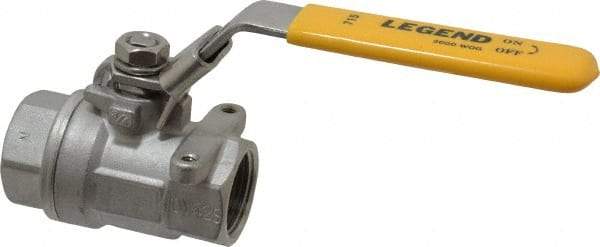 Legend Valve - 3/4" Pipe, Large Port, Stainless Steel Standard Ball Valve - 2 Piece, Inline - One Way Flow, FNPT x FNPT Ends, Locking Lever Handle, 2,000 WOG, 150 WSP - Apex Tool & Supply