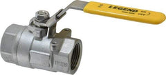 Legend Valve - 1" Pipe, Large Port, Stainless Steel Standard Ball Valve - 2 Piece, Inline - One Way Flow, FNPT x FNPT Ends, Locking Lever Handle, 2,000 WOG, 150 WSP - Apex Tool & Supply