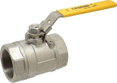 Legend Valve - 2" Pipe, Large Port, Stainless Steel Standard Ball Valve - 2 Piece, Inline - One Way Flow, FNPT x FNPT Ends, Locking Lever Handle, 1,500 WOG, 150 WSP - Apex Tool & Supply