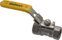 Legend Valve - 1/4" Pipe, Standard Port, Stainless Steel Standard Ball Valve - 1 Piece, Inline - One Way Flow, FNPT x FNPT Ends, Locking Lever Handle, 800 WOG, 150 WSP - Apex Tool & Supply