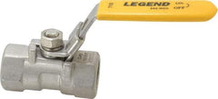 Legend Valve - 1/2" Pipe, Standard Port, Stainless Steel Standard Ball Valve - 1 Piece, Inline - One Way Flow, FNPT x FNPT Ends, Locking Lever Handle, 800 WOG, 150 WSP - Apex Tool & Supply