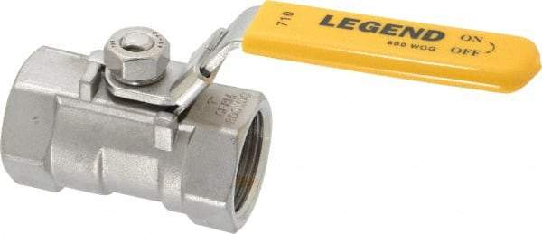 Legend Valve - 1" Pipe, Standard Port, Stainless Steel Standard Ball Valve - 1 Piece, Inline - One Way Flow, FNPT x FNPT Ends, Locking Lever Handle, 800 WOG, 150 WSP - Apex Tool & Supply