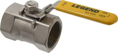 Legend Valve - 1-1/2" Pipe, Standard Port, Stainless Steel Standard Ball Valve - 1 Piece, Inline - One Way Flow, FNPT x FNPT Ends, Locking Lever Handle, 800 WOG, 150 WSP - Apex Tool & Supply