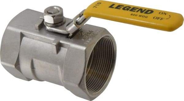 Legend Valve - 2" Pipe, Standard Port, Stainless Steel Standard Ball Valve - 1 Piece, Inline - One Way Flow, FNPT x FNPT Ends, Locking Lever Handle, 800 WOG, 150 WSP - Apex Tool & Supply