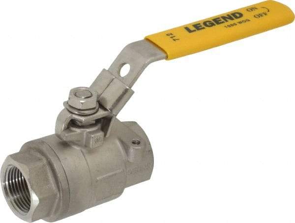 Legend Valve - 3/4" Pipe, Full Port, Stainless Steel Standard Ball Valve - 2 Piece, Inline - One Way Flow, FNPT x FNPT Ends, Locking Lever Handle, 1,000 WOG, 150 WSP - Apex Tool & Supply