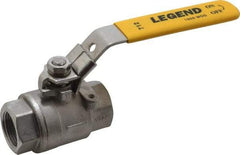 Legend Valve - 1" Pipe, Full Port, Stainless Steel Standard Ball Valve - 2 Piece, Inline - One Way Flow, FNPT x FNPT Ends, Locking Lever Handle, 1,000 WOG, 150 WSP - Apex Tool & Supply