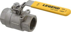 Legend Valve - 1-1/4" Pipe, Full Port, Stainless Steel Standard Ball Valve - 2 Piece, Inline - One Way Flow, FNPT x FNPT Ends, Locking Lever Handle, 1,000 WOG, 150 WSP - Apex Tool & Supply