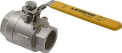 Legend Valve - 1-1/2" Pipe, Full Port, Stainless Steel Standard Ball Valve - 2 Piece, Inline - One Way Flow, FNPT x FNPT Ends, Locking Lever Handle, 1,000 WOG, 150 WSP - Apex Tool & Supply