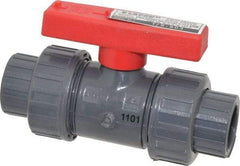 Legend Valve - 1/2" Pipe, Full Port, PVC True Union Design Ball Valve - Inline - One Way Flow, FNPT x Solvent Ends, Tee Handle, 150 WOG - Apex Tool & Supply