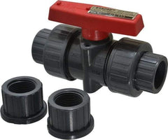 Legend Valve - 3/4" Pipe, Full Port, PVC True Union Design Ball Valve - Inline - One Way Flow, FNPT x Solvent Ends, Tee Handle, 150 WOG - Apex Tool & Supply