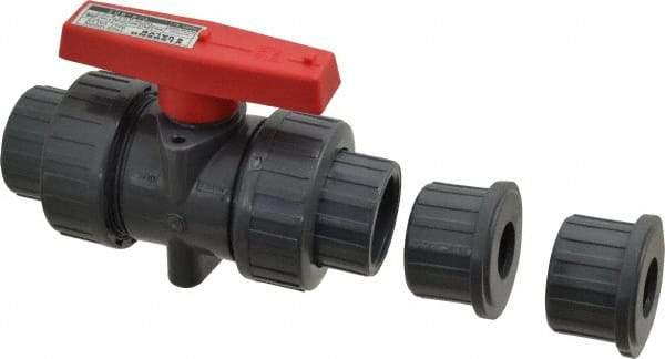 Legend Valve - 1" Pipe, Full Port, PVC True Union Design Ball Valve - Inline - One Way Flow, FNPT x Solvent Ends, Tee Handle, 150 WOG - Apex Tool & Supply
