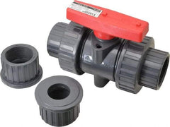 Legend Valve - 1-1/4" Pipe, Full Port, PVC True Union Design Ball Valve - Inline - One Way Flow, FNPT x Solvent Ends, Tee Handle, 150 WOG - Apex Tool & Supply