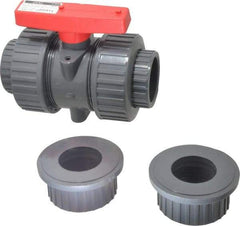 Legend Valve - 2" Pipe, Full Port, PVC True Union Design Ball Valve - Inline - One Way Flow, FNPT x Solvent Ends, Tee Handle, 150 WOG - Apex Tool & Supply